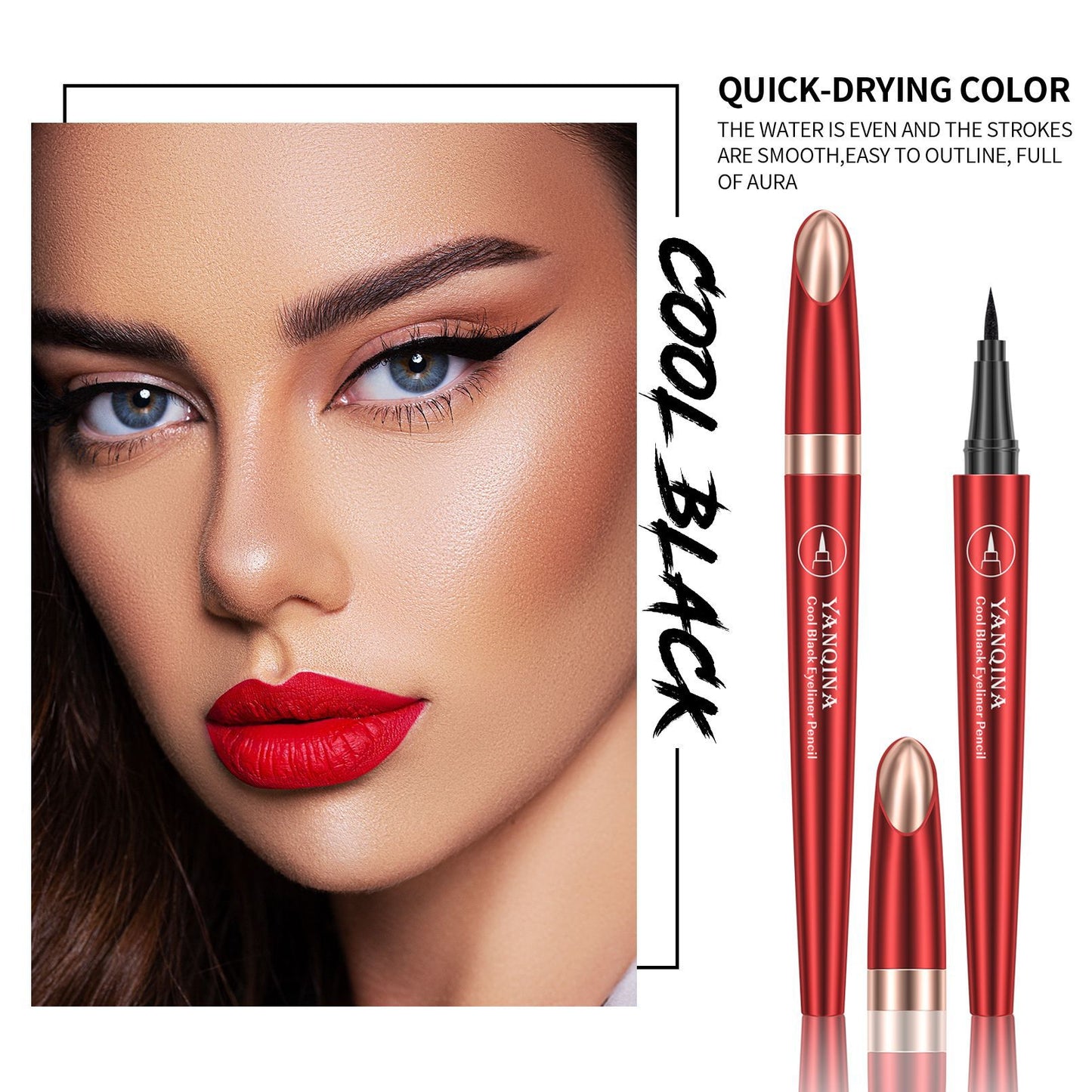 Cool Black Hard Head Eyeliner Waterproof Not Smudge Smear-proof Makeup