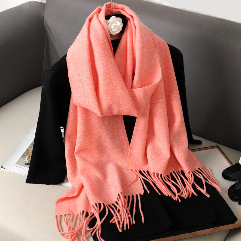 Solid Color Maillard Scarf Cashmere-like Women Warm Shawl