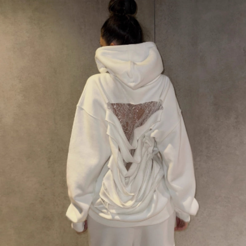 Women's Sexy See-through Mesh Patchwork Hoodie