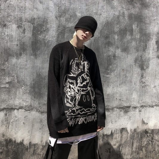 Autumn And Winter Thick Embroidered Hip-hop Long-sleeved Couple Sweater