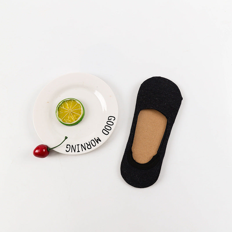 Female Shallow Mouth Invisible 10 Colors Cotton Silicone Socks
