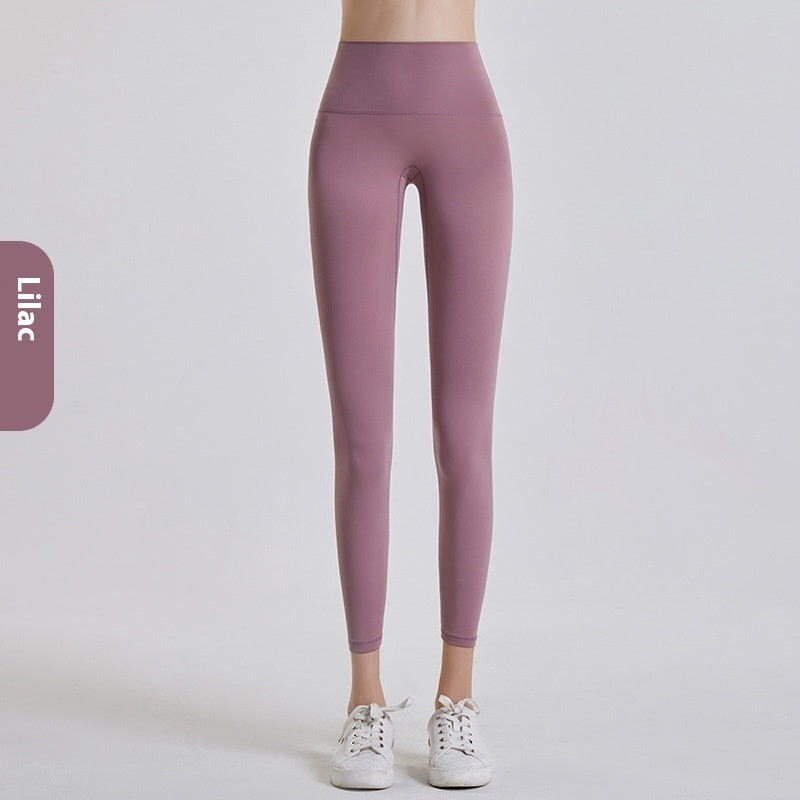 Højtaljede yogabukser med "nøgenfornemmelse" til kvinder - strækbare, tætsiddende sportsleggings til hoftehævning og fitness