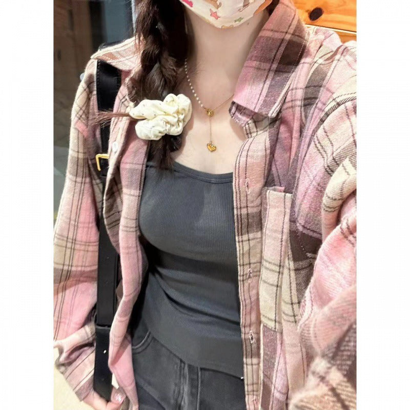 Female Dopamine Tender Plaid Shirt Coat