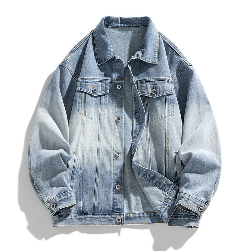 Retro denimjakke til mænd med løs pasform