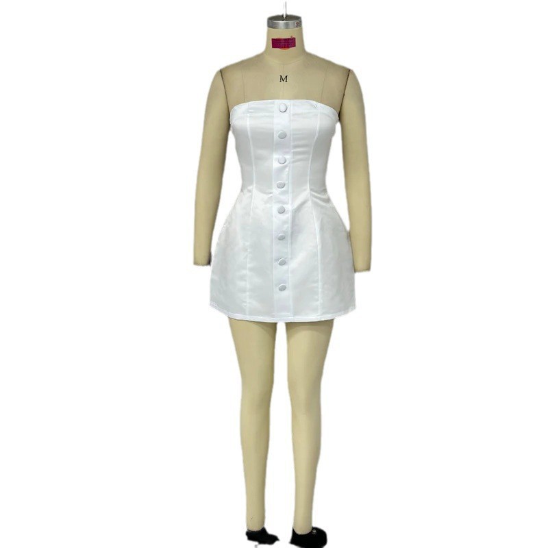 Multi-breasted Design Sweet And Spicy Short Style Strapless Dress