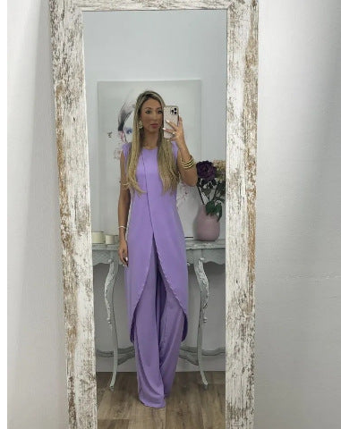 Women's Summer New Casual Sleeveless Loose Round Neck Trousers Two-piece Set
