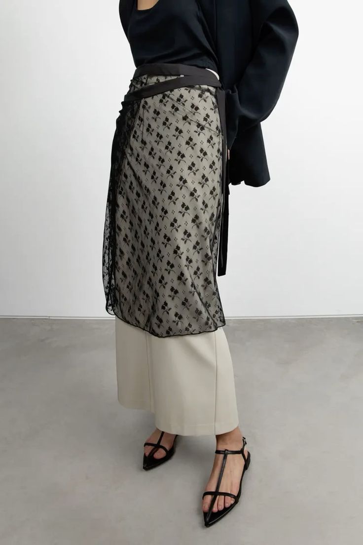 Lace Trim Multilayer Fashion Irregular Lace-up Skirt