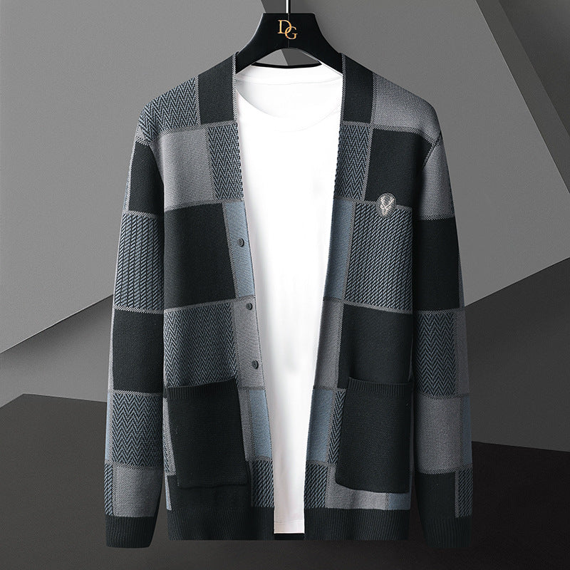 Herre Fritidsjakke Sjal Sweater Langærmet Strikket Cardigan