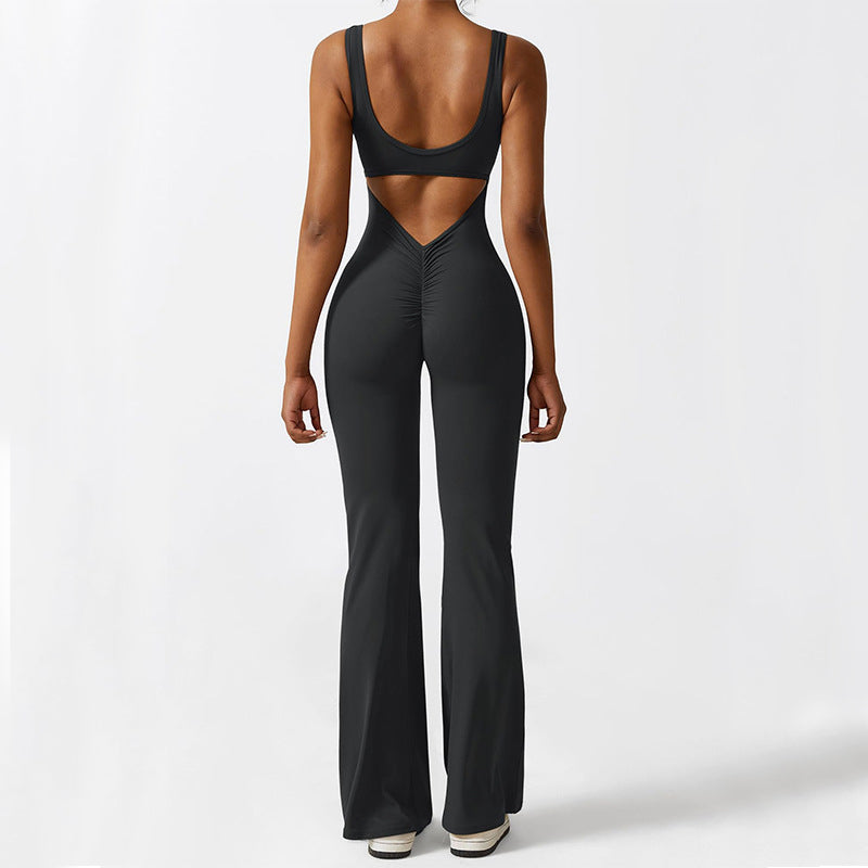 Kvinder Ærmeløs Flare Jumpsuit Fitness Yoga Lange Bukser