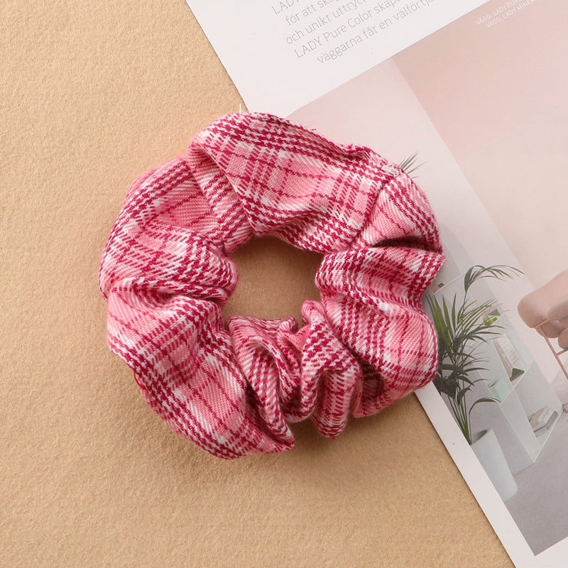 Plaid Print Large Intestine Ring Women's Hair Tie