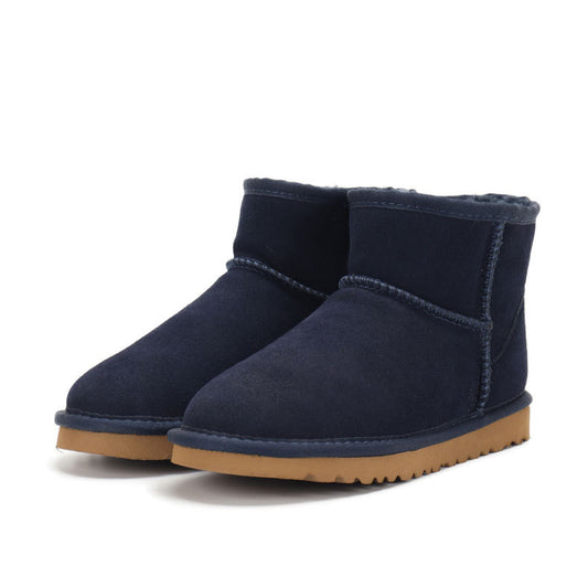 Low-cut Snow Boots Cowhide Rubber Fur Fashion Casual