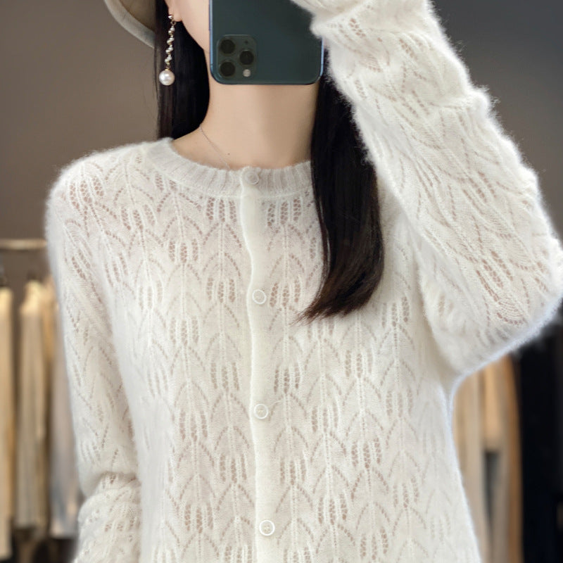 Slimming Round Neck Sweater Coat Women's Top
