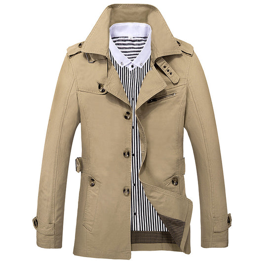 Herre Fritid Ensfarvet Trenchcoat