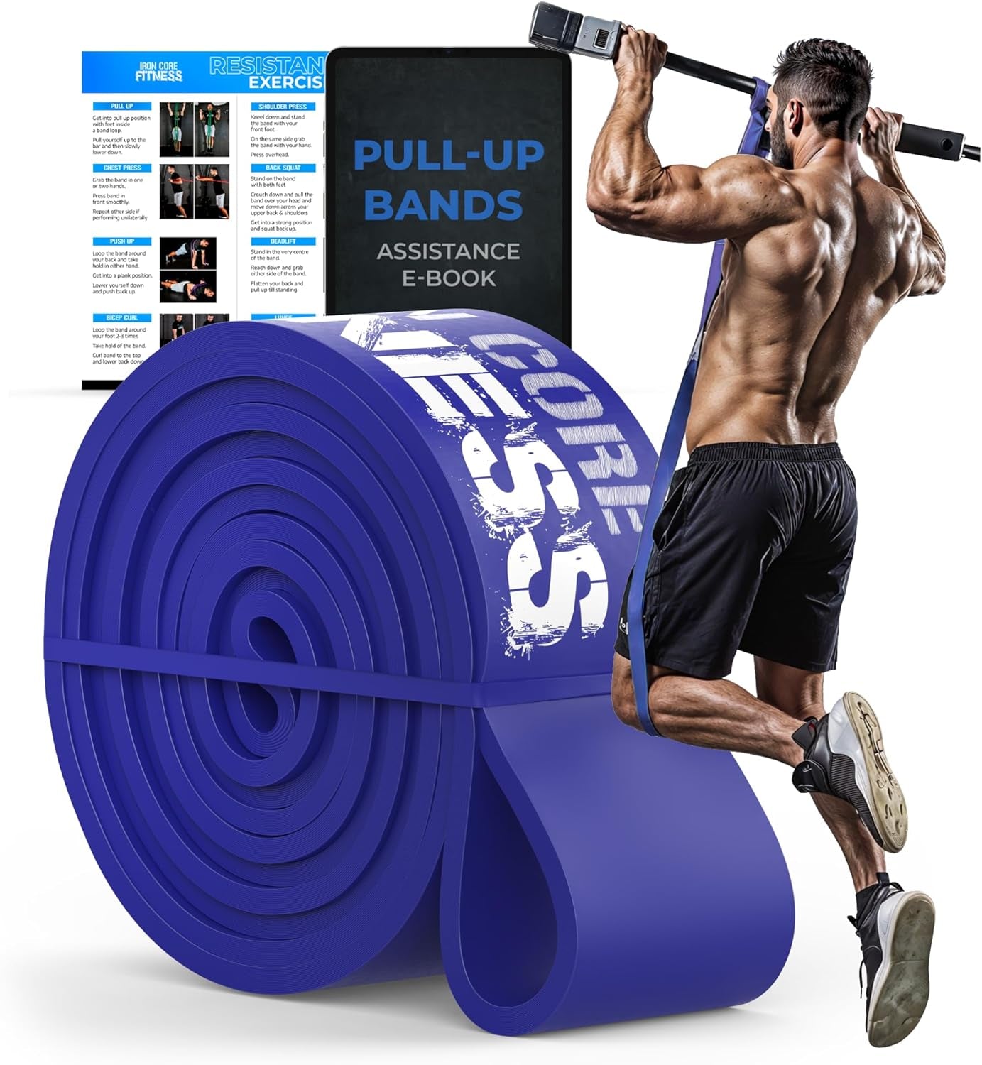 Pull up Assistance Resistance Bands - Long Loop Power Bands for Men and Women - Strength Power Flexibility Training at Home & Gym - Ebooks & Workout Chart Included by