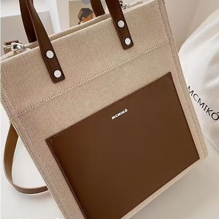Classic Solid Color Canvas Tote Bag Large Capacity