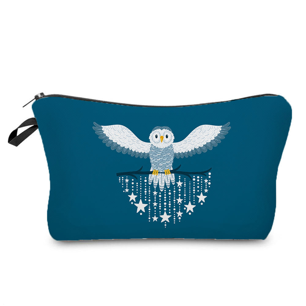 Cartoon Cute Owl Print Cosmetic Bag