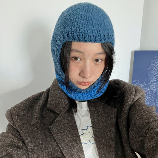 Bib Knitted Striped Woolen Pullover Hat