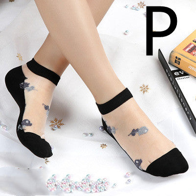 Short Transparent Non-slip Wear-resistant Invisible Cotton Bottom Crystal Boat Socks