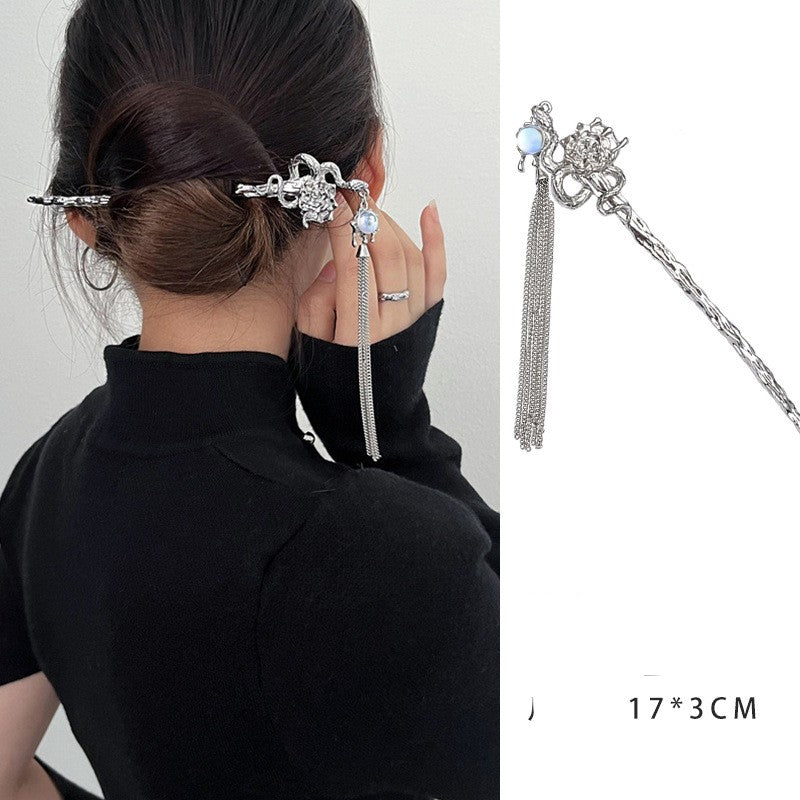 Moonstone Ancient Style Simple Female Fringed Hairpin