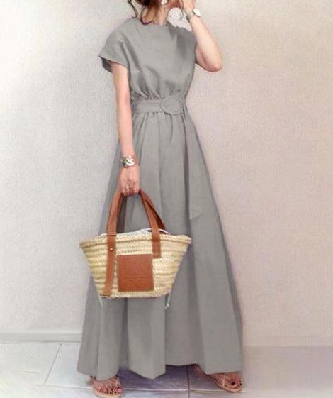 Wrap-style Loose-fitting Plus-size Dress With A Belt