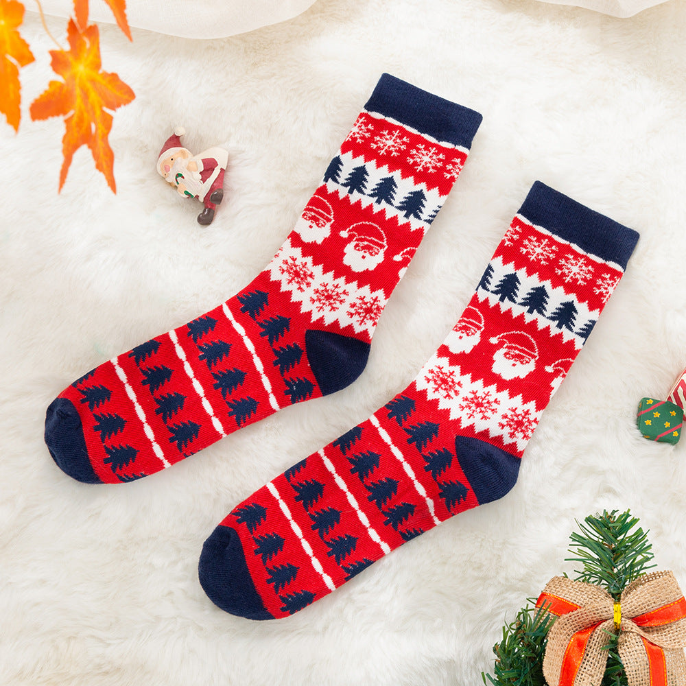 Mother Baby Parent-child Christmas Jacquard Short Stockings