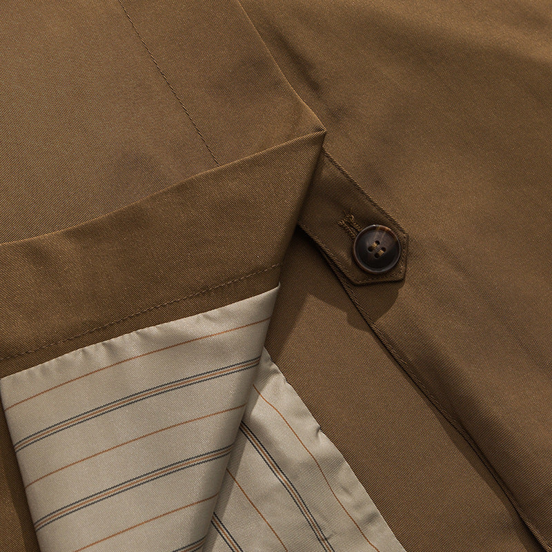 Solid Color BASIC Lapel Cardigan Coat Men's Long Trench Coat
