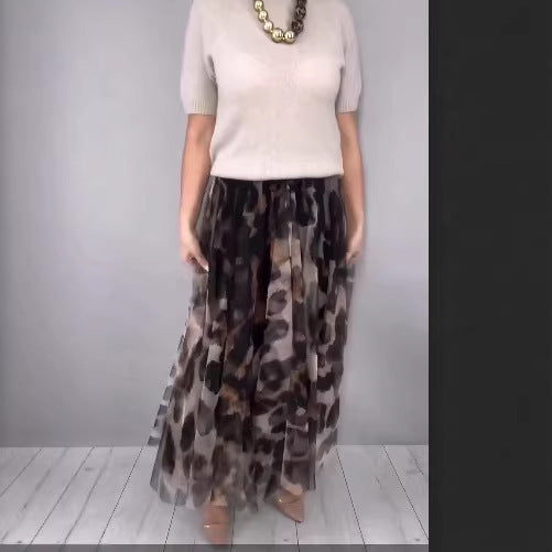 Womens Mesh Skirt Solid-color Casual TopT-shirt