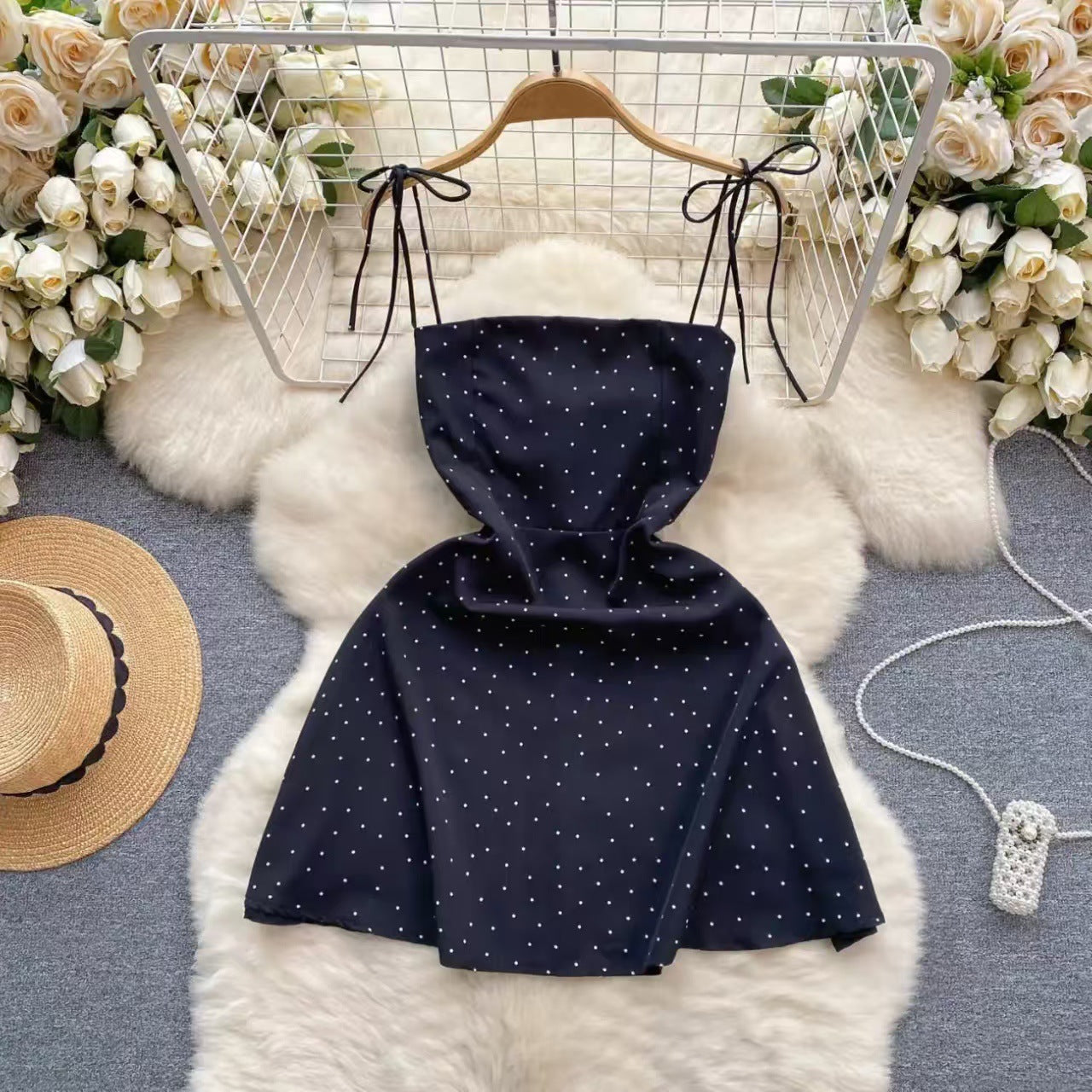 Stylish Polka-Dot Slip Dress For Women