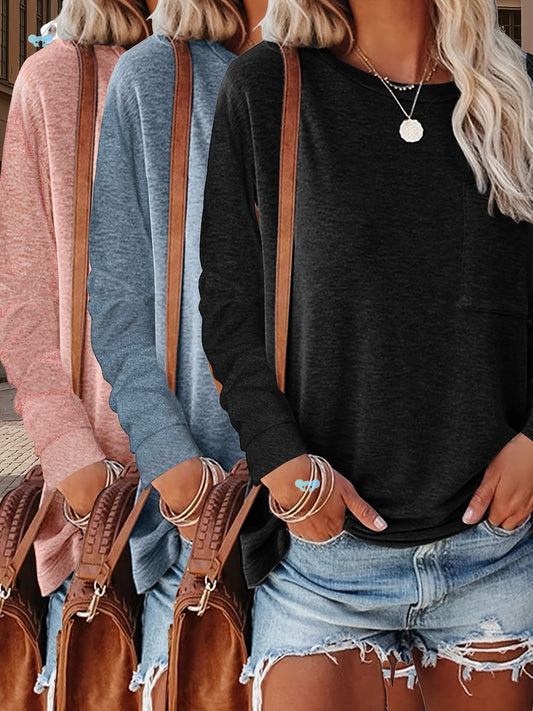 Women's Casual 3pcs Long Sleeve T Shirts Soft Cross-border dropshipping