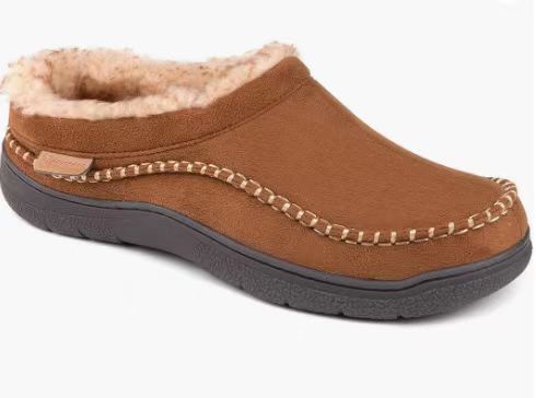 Mens Home Slippers With Non-Slip Warm Fleece-Lined Suede Upper