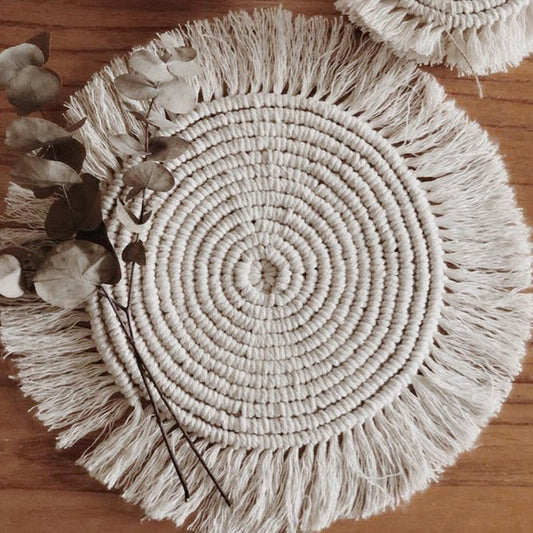 Nordic Style Hand-woven Coaster Round Non-slip Party Dining-table Decoration Picnic Outdoor Moisture-proof