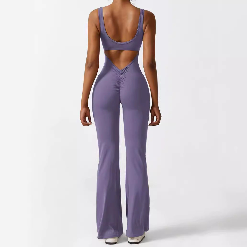 Kvinder Ærmeløs Flare Jumpsuit Fitness Yoga Lange Bukser
