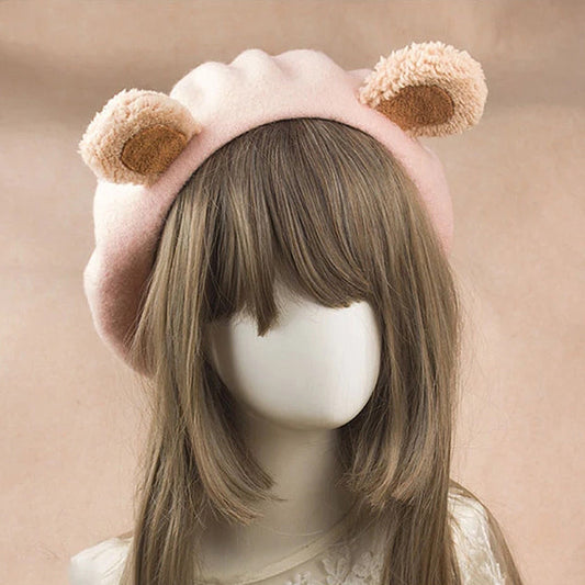 Lolita Bear Ear Beret Biscuits Female Japanese Handmade