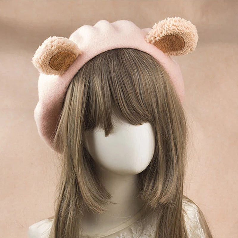 Lolita Bear Ear Beret Biscuits Female Japanese Handmade