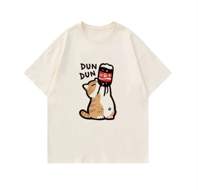 European And American Cartoon Printed Casual Round Neck T-shirt