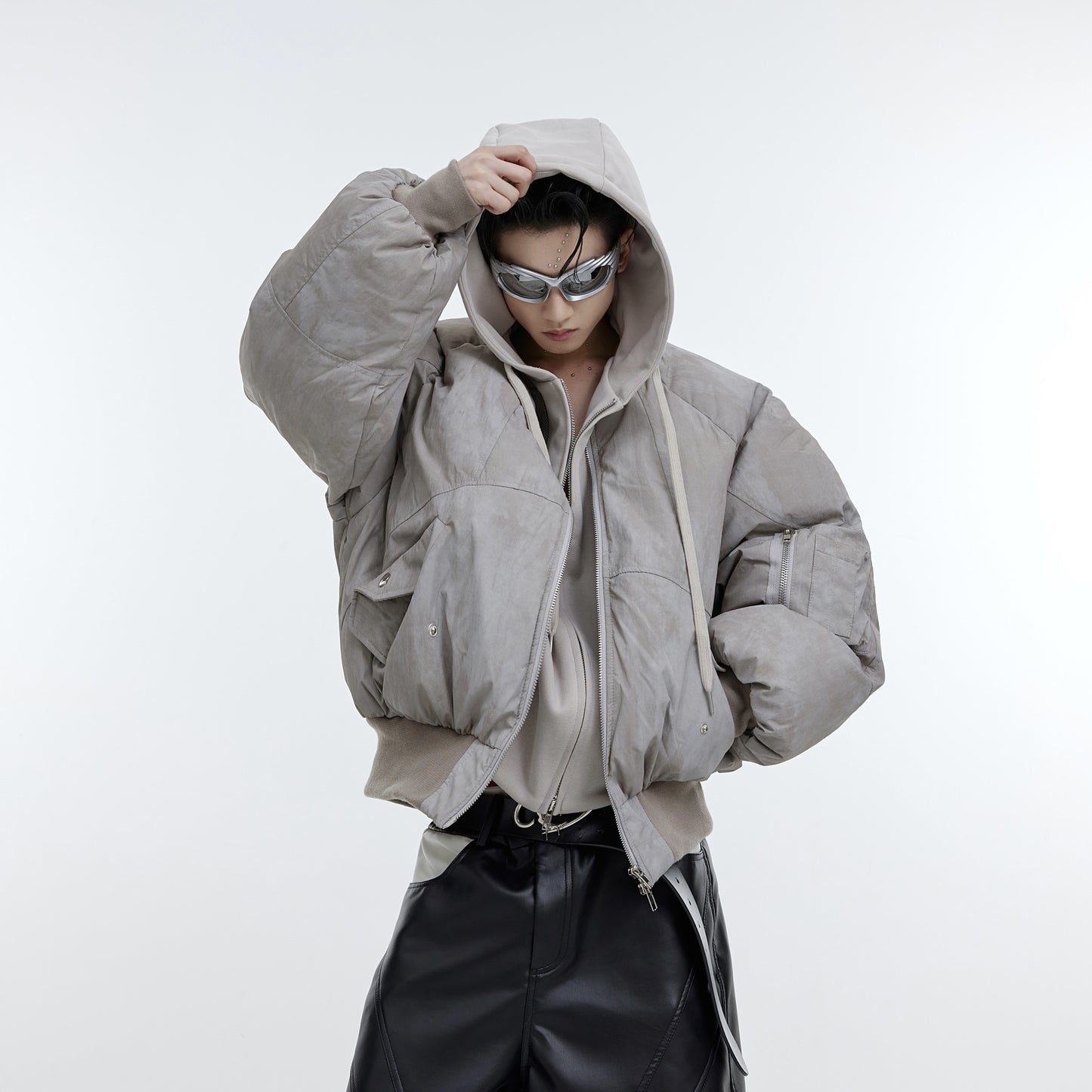Making Old And Fake Two-piece Patchwork Cotton Hooded Jacket