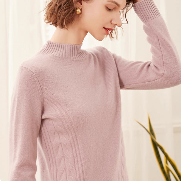 Thick, High-neck Cashmere Sweater For Women, Pure Cashmere Pullover Base Layer Knit Sweater
