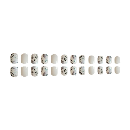 Flower And Green Leaf Style Nail Stickers