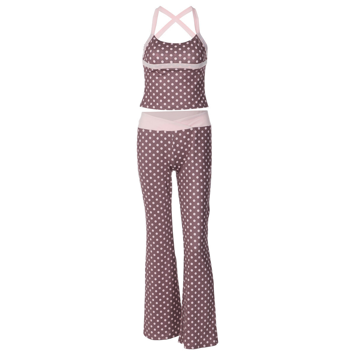 Dame Polkaprikket Lavtaljet Vest Color-blocking Bukser