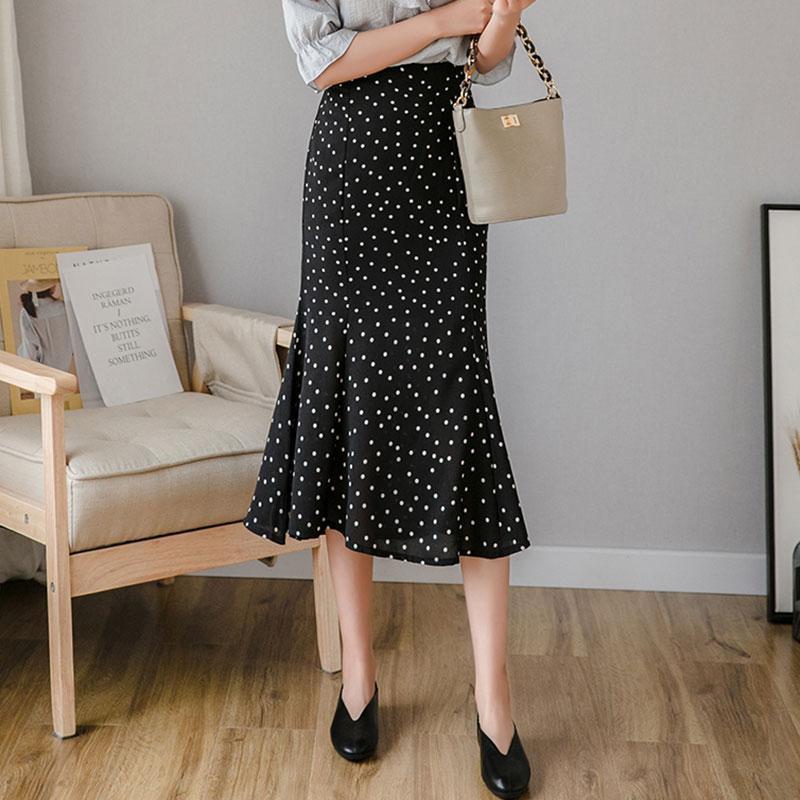Polka Dot Skirt Women's High Waist