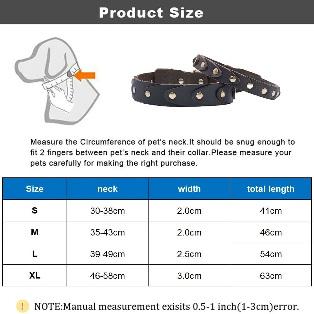 Real Leather Dog Collar Genuine Leather Buckle Connection Collar Durable For French Schnauzer Border Collie Pet Collar