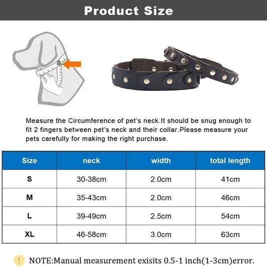 Real Leather Dog Collar Genuine Leather Buckle Connection Collar Durable For French Schnauzer Border Collie Pet Collar