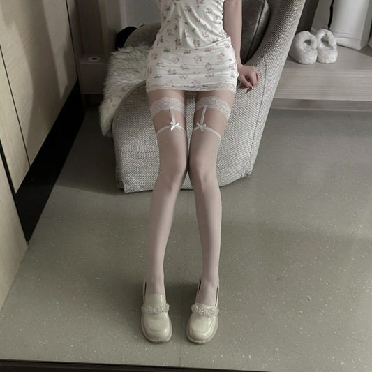 White Silk Knee Socks Women's Sexy Pure Desire Ultra-thin Transparent Black Silk Non-slip