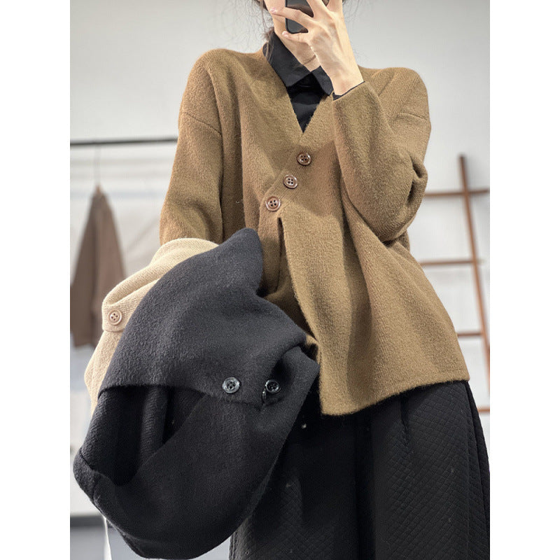 Women's Solid Color Simple Irregular Splicing Loose Jacket