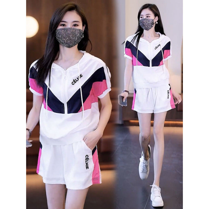Two-Piece Color-Block Sportswear For Shorter Frames