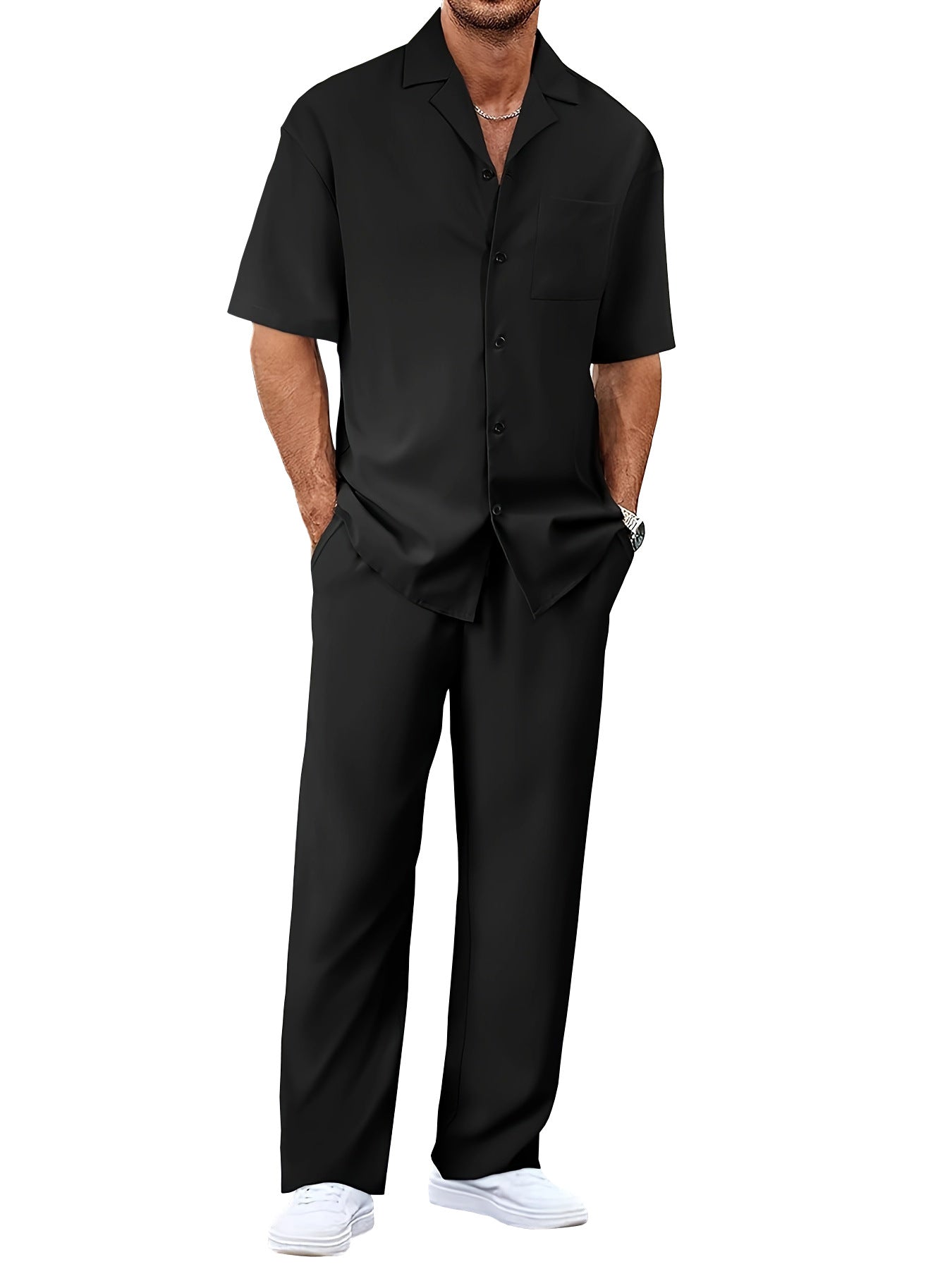 Lapel Short-sleeved Trousers Trendy Men's Clothing Suit