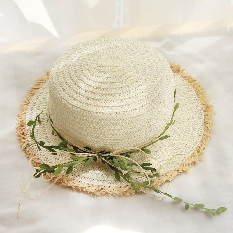 New Straw Hat Female Rattan Bow Sun Summer