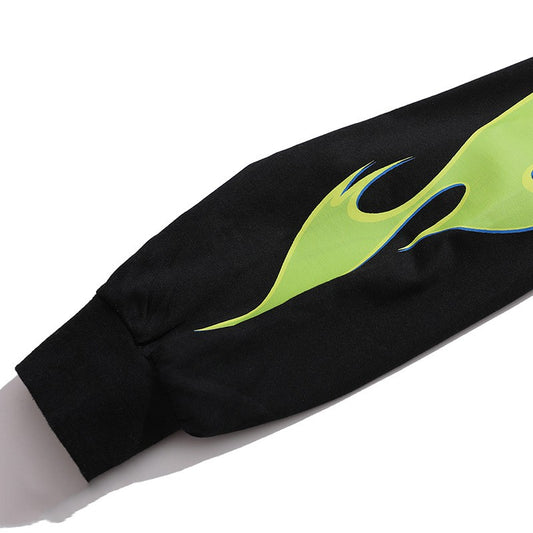 Design Niche Green Flame Printed Long Sleeves