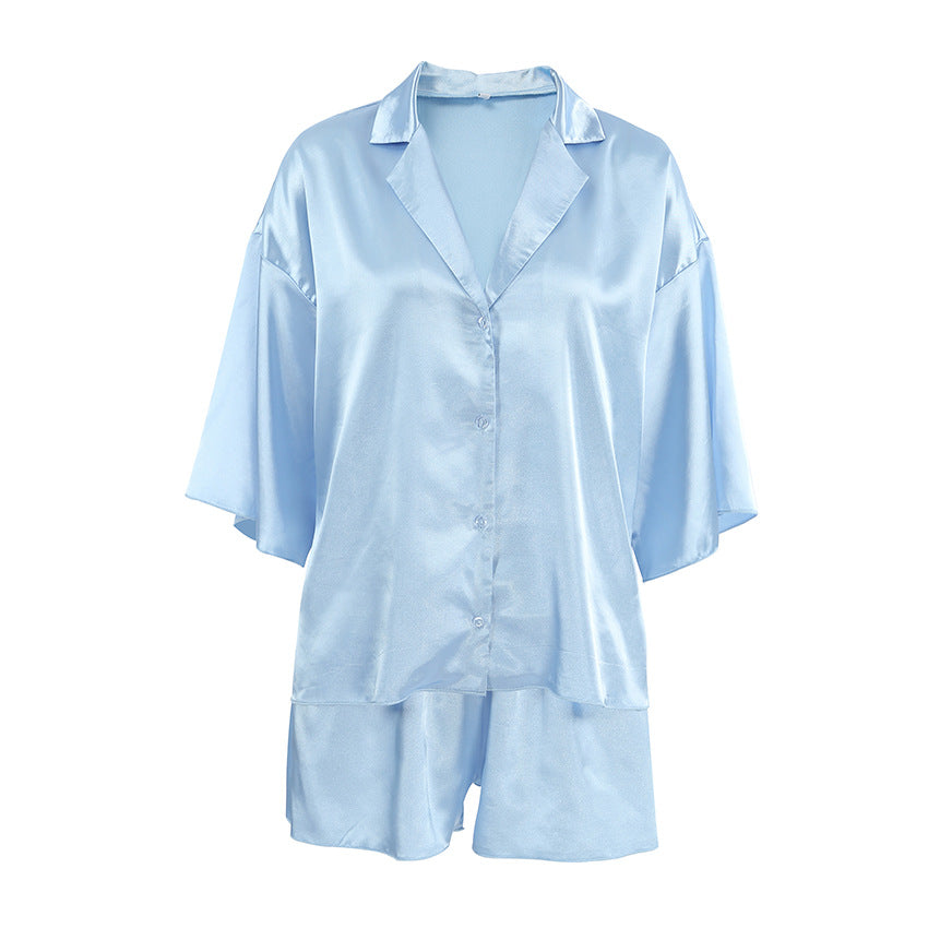 Cool And Comfortable Satin Cardigan And Shorts Set For Home
