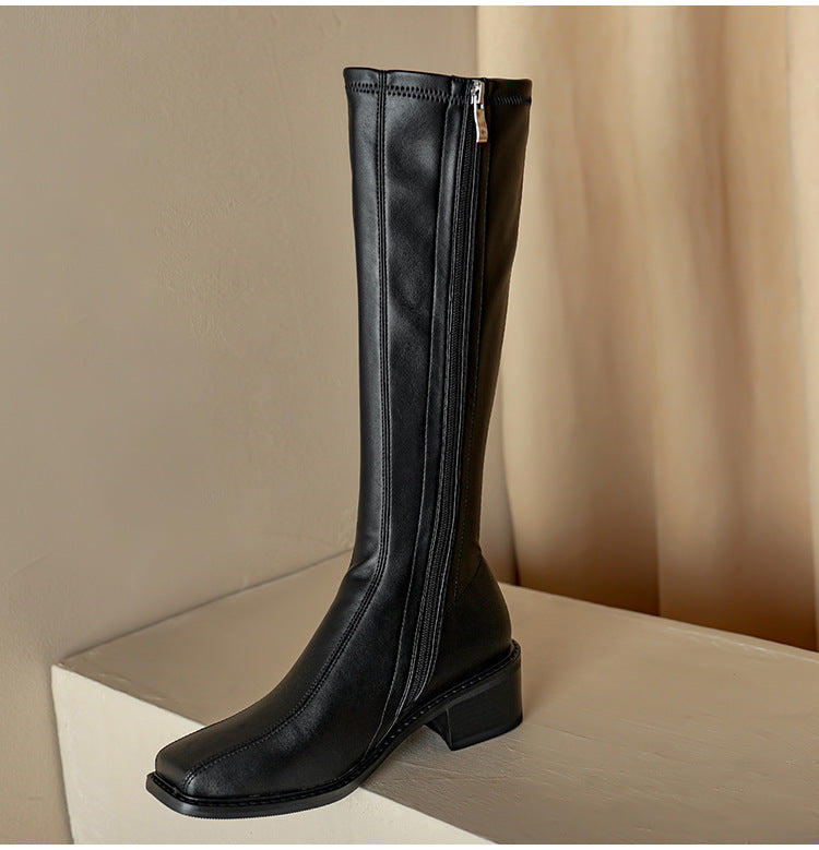 Women  New Boots But Knee Side Zipper